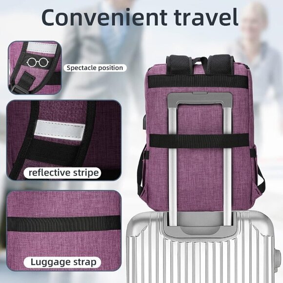 YALUNDISI Vintage Backpack Travel Purple Laptop bag with USB Charging Po… main image 6